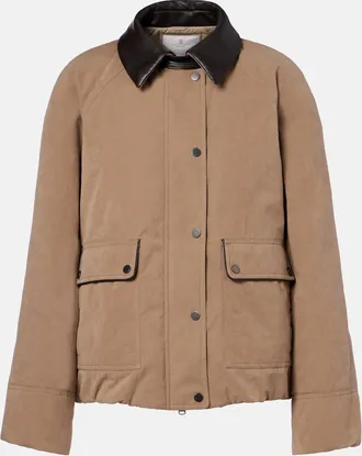 Brunello Cucinelli Leather-trimmed padded jacket