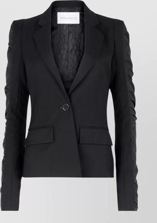 Nina Ricci blazer jacket front pockets ruched sleeves