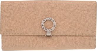 Bulgari Beige Leather Long Wallet (Bi-Fold) (Pre-Owned)