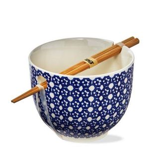 Tag Lisbon Dot Noodle Bowl S/2 Blue Stoneware Everyday at Nordstrom