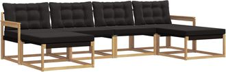 vidaXL Conjunto De Sof&aacute;s De Exterior 6 Uds. Blanco Y Negro Vidaxl