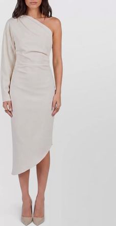Federica Tosi one-shoulder long-sleeve asymmetric draped midi dress