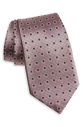 Ermenegildo Zegna Geometric Silk Tie in Md Pnk Fan at Nordstrom