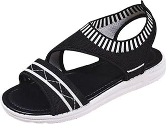 Generic Flat Sandals for Women Breathable Summer Sandals Round Toe Stylish Versatile Comfortable Cushion Casual Strappy Sandal Outdoor Beach