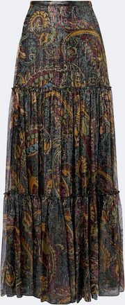 Etro Paisley silk-blend tiered maxi skirt