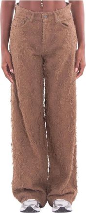 Haikure Bethany Fur Wide Jeans - Dames - Loose Fit Jeans - Beige - W24 - Jeans