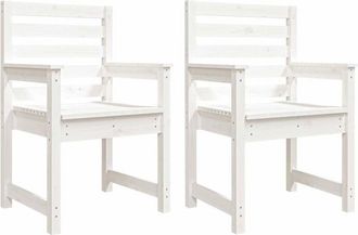 vidaXL Vidaxl - Sillas Jard&iacute;n 2 Uds Madera Maciza Pino Blanco 60x48x91 Cm