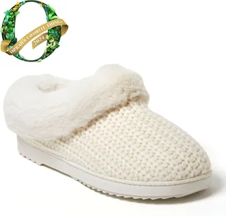 Dearfoams Womens Hannah Festive Knit Clog Slipper