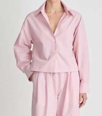 Apiece Apart Cropped Isolde Button Down Shirt In Pink Taffy Stripe