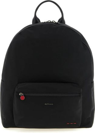 Kiton Gestructureerde Technische Canvas Rugzak - Heren - Rugzakken - Zwart - ONE Size - Leer - Tassen