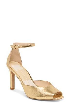 Dolce Vita Serlo Ankle Strap Pump in Gold Crinkle Patent at Nordstrom Rack, Size 7.5