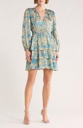 Maje Ritaca Long Sleeve Dress in Imprime Abstrait Bleu at Nordstrom Rack, Size 10 Us / 42 Eu