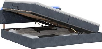 vidaXL Cama De Almacenamiento Led Con Colch&oacute;n Gris Oscuro 200 X 200 Cm Vidaxl