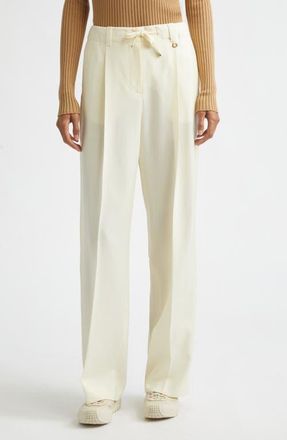 Moncler Virgin Wool Gabardine Pants in White at Nordstrom, Size 36
