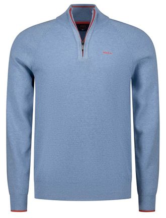 N-Z-A- NEW ZEALAND AUCKLAND Trui New Zealand lichtblauw half zip gemeleerd normale fit
