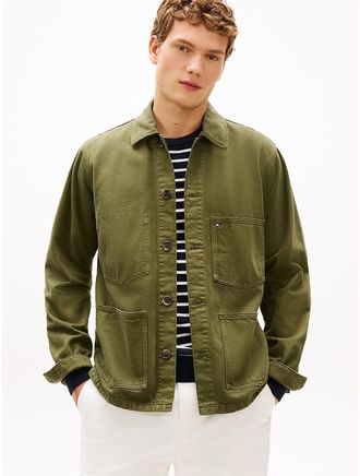 Tommy Hilfiger Mens Garment-Dyed Denim Chore Jacket - Green - XXL