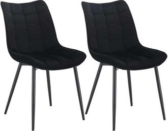 Woltu 2 x Velvet dining chairs Metal Legs Office Kitchen Living Room Lounge chairs Black - Woltu