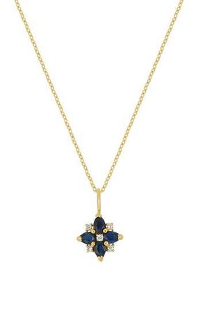 Bony Levy El Mar 18K Gold Sapphire & Diamond Flower Pendant Necklace at Nordstrom Rack