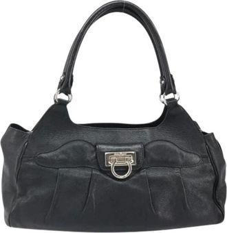 Ferragamo Pre-owned Handbags, female, Black, Size: ONE SIZE Pre-owned Leather Handbag
