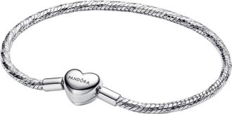 Pandora Heart Clasp Faceted Snake Chain Bracelet