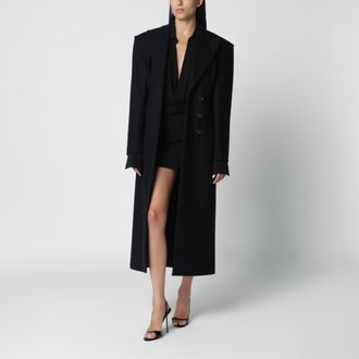 Andamane Cappotto monopetto nero con spalle strutturate