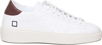 D.A.T.E. Bruine leren sneakers met logodetail - Heren - Sneakers - Wit - 45 EU - Schoenen