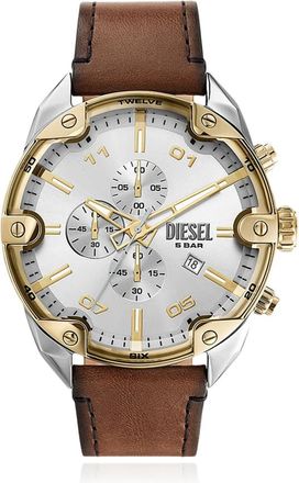 Diesel Spiked Chronograph Horloge - Heren - Horloges - Bruin - ONE Size - Leer - Accessoires