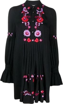 Dsquared2 Geborduurde Jurk met Knoopsluiting - Dames - Korte kleedjes - Zwart - S - Kleedjes