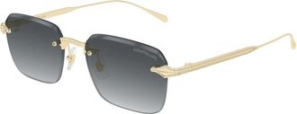 Montblanc Rechthoekige Zonnebril - Heren - Zonnebrillen - Geel - 54 MM - Nylon - Accessoires