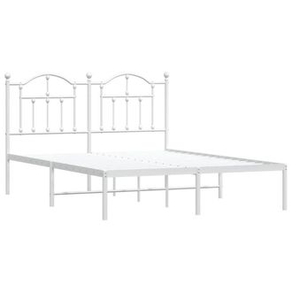 Berkfield Home Metal Bed Frame with Headboard White 150x200 cm King Size