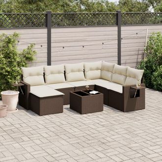 vidaXL Vidaxl - Set Divani Da Giardino 8 Pz Con Cuscini Marrone In Polyrattan