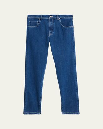Cesare Attolini Mens Dark-Wash Denim Slim Straight-Leg Jeans