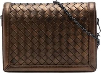 Bottega Veneta Pre-owned Geweven Leren Crossbody Tas - Dames - Vintage Schoudertas - Bruin - ONE Size - Leer - Vintage