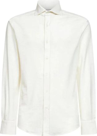 Brunello Cucinelli Klassiek overhemd - Heren - Zakelijke Overhemden - Beige - XL - Katoen - Overhemden