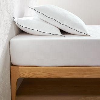 La Redoute Interieurs Hoeslaken in gewassen satijnkatoen, Victor, dambord motief