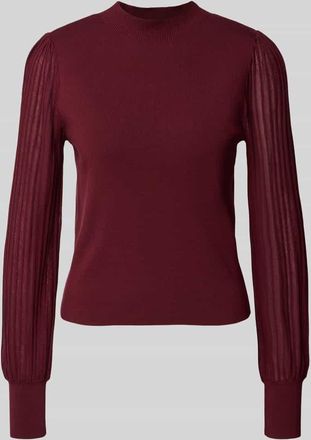 Zero Strickpullover aus Viskose-Mix mit Stehkragen in Rot, Gr&ouml;&szlig;e 40