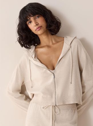 Miiyu Womens Soft stretch knit cropped jacket