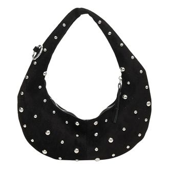 Generic Faux Suede Womens Shoulder Bag with Rivets Y2K Punk Shoulder Bag Dumpling Bag for Everyday Life and Travel