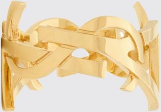Saint Laurent Anello a fascia Cassandre in ottone con monogramma YSL