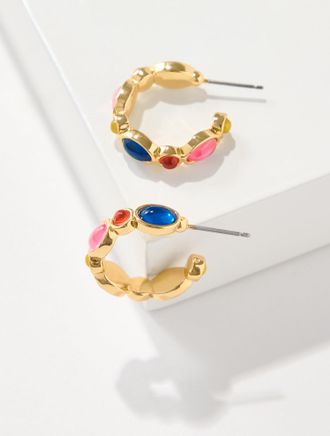 Talbots Gleam Hoop Earrings - Bright Pink/Gold - 001 Talbots