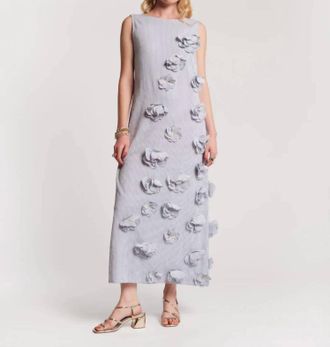 Frances Valentine Origami Dress In Blue Seersucker Stripe