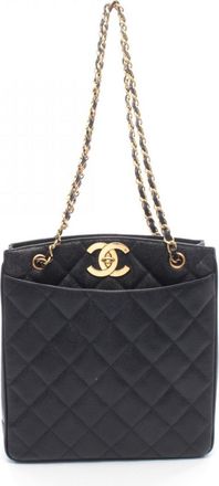 Chanel Black Leather Handbag Tote Bag (Pre-Owned)
