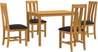 vidaXL Conjunto De Comedor 5 Uds. Negro Madera De Roble S&oacute;lido Vidaxl