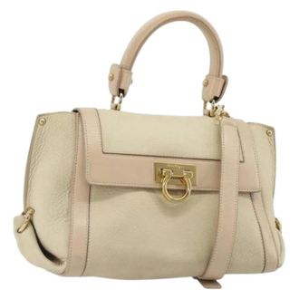 Ferragamo Pre-owned Hand Bag - Dames - Vintage Handtas - Beige - ONE Size - Leer - Vintage