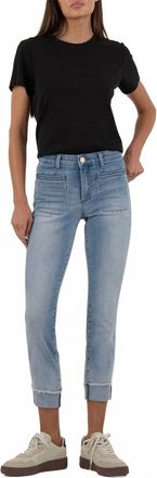 Kut from the Kloth Amy Crop Straight Leg Jeans In Valor With Light Base Wash