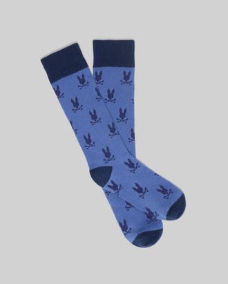 Psycho Bunny Mens All Over Bunny Dress Sock 402 EVENING BLUE / O/S
