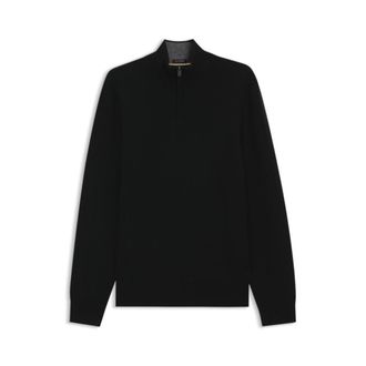 BOSS Zipper-neck sweater in virgin wool with cashmere