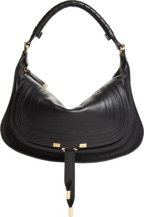 Chlo&eacute; Small Marcie Leather Shoulder Bag in Black at Nordstrom
