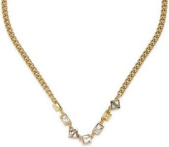 AllSaints Geometric Crystal Frontal Necklace in Gold at Nordstrom Rack