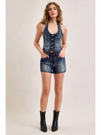 Hidden Jeans Finn High Rise Shorts In Dark Snake Wash